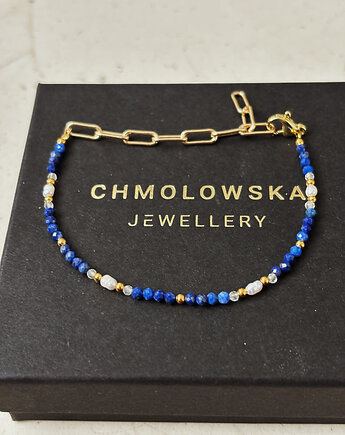 Bransoletka Lapis Lazuli, Kryształ Górski, Perły, Chmolowska Jewellery