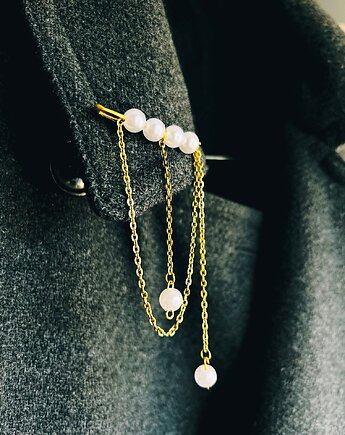 Broszka na agrafce Golden Pearls No.1  Agrafka Studio, Natalia Puchalska