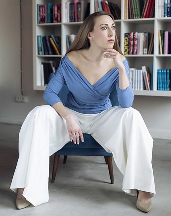Dwustronna bluzka kopertowa z rękawem, Justyna Oltarzewska