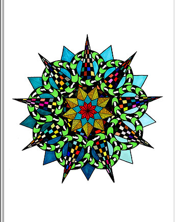 53. MANDALA NA OSTRO - szmaragdowa - rysunek, plakat., kama4you