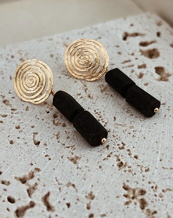 Kolczyki pozłacane Turmalin Czarny, Chmolowska Jewellery