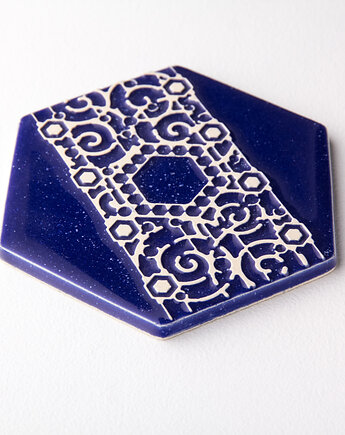 Podstawka ceramiczna pod kubek,ciemnoniebieska, podkładka pod kubek, wz.5, pracowniazona