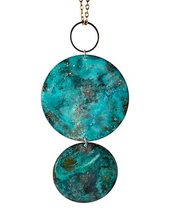 Naszyjnik turkusowe koła z miedzi, Artseko