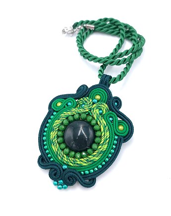 Wisiorek naszyjnik sutasz zielony leśny z agatem mszystym Olena, Katrina Rossa