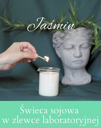 Zapachowa świeca sojowa w zlewce laboratoryjnej - Jaśmin, pine art