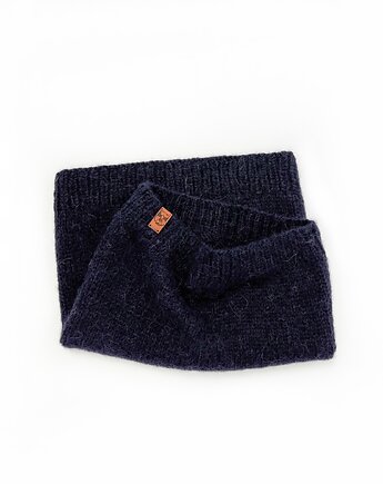 Cienki granatowy komin tuba z wełny alpaki, Holy Alpaca Knit