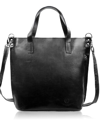 Torebka damska na ramię skórzana klasyczna shopperka czarna Z-59-BL, Paolo Peruzzi