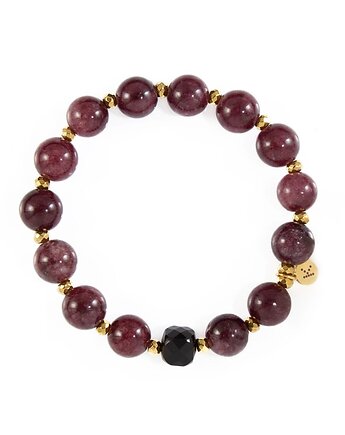 Bransoletka z bordowych kamieni szczęścia - Wersja Pozłacana, Kulka Bransoletki