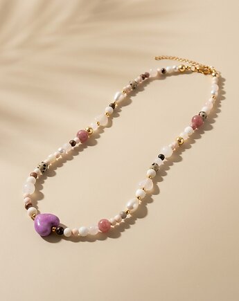 Naszyjnik z jaspisem, agatami, kryształem górskim i hematytami, Twarda Sztuka