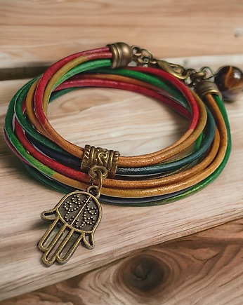 HAMSA - talizman chroniący od zła - GYPSY - skóra, kaktusia