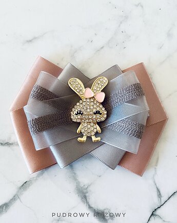 Brosza Wielkanocna z Zajączkiem WIOSNA, Pudrowy Różowy