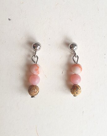 Kolczyki DROPSY  opal, jaspis żyłkowy, jaspis obrazkowy, modesign