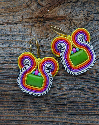 Nubi- Etniczne i kolorowe kolczyki soutache, Mró Soutache