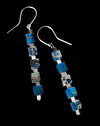 Kolczyki srebrne z jaspisem cesarskim i hematytem. [WK13], Anillito