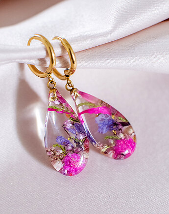 Kolczyki z kompozycją kwiatową, nature gift