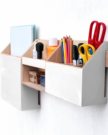 Organizer drewniany  - zestaw przyborników na ścianę, Clock Wood Studio