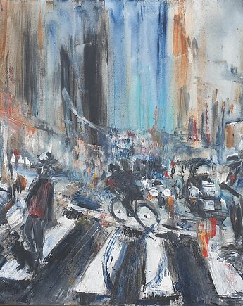 Nocne miasto. Obraz ręcznie malowany, Galeria Alma