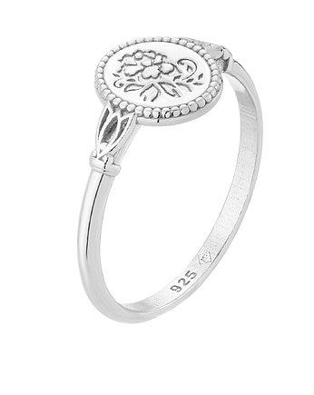 Srebrny pierścionek zdobiony różą, SOTHO