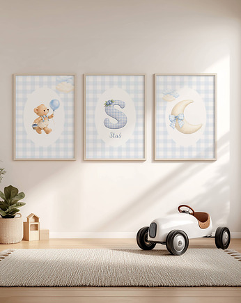 Zestaw 3 plakatów dla chłopca - BŁĘKIT, Kreatywne printy