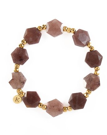 Bransoletka z brązowego Awenturynu - Wersja Pozłacana, Kulka Bransoletki