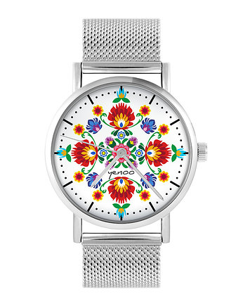 Zegarek - Folkowa mandala - bransoleta mesh, yenoo