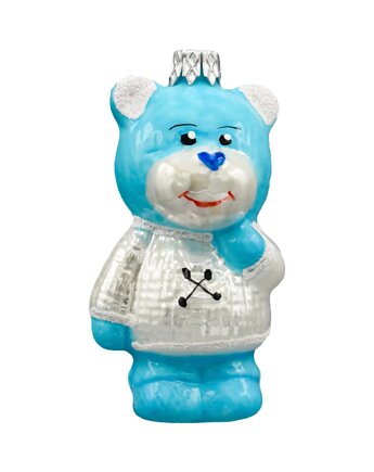 Bombka choinkowa: Miś w sweterku: niebieski, Syn Bombkarza