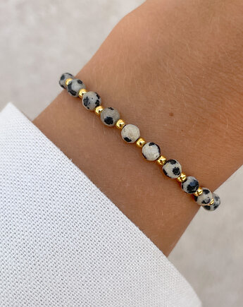 Bransoletka na gumce z jaspisu dalmatyńskiego z hematytem, Bring Biżuteria