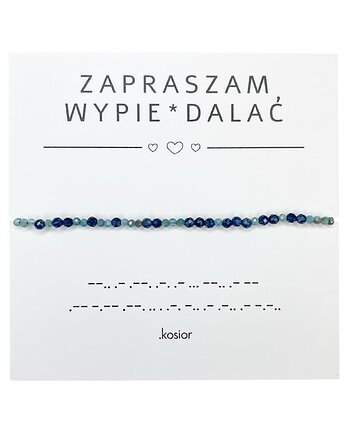 Bransoletka z alfabetem Morse Apatyt, Jadeit, karolina kosior