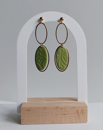 Green Harmony - owalne długie kolczyki, Parami jewelry