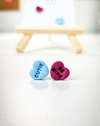 Kolczyki serduszka z napisami zestaw 2 par, JN art and clay