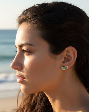 Kolczyki Sztyfty Howlit Turkusowy, TulipBIJOU