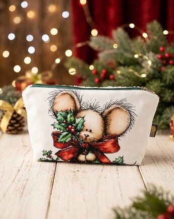 Kosmetyczka świąteczna myszka, ML handmade