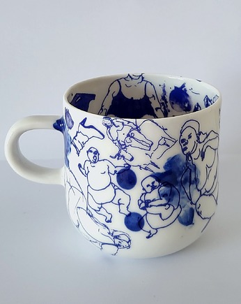 Kubek Japanese, z kobaltową kalką, 400 ml, Pangzi Ceramics