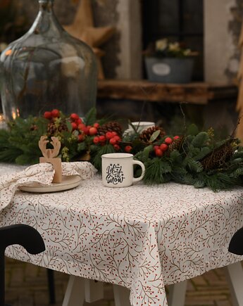 Świąteczny obrus z motywem jarzębiny, Kokondesign