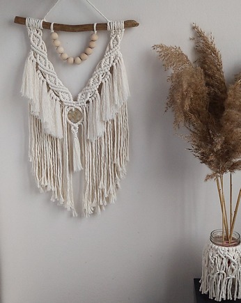 makrama boho z rośliną zatopioną w żywicy, Sznurki i Rośliny