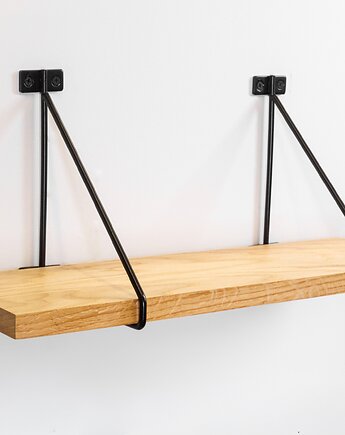 Loftowa półka dębowa z czarnymi podpórkami 50x14 cm, Spoko Design