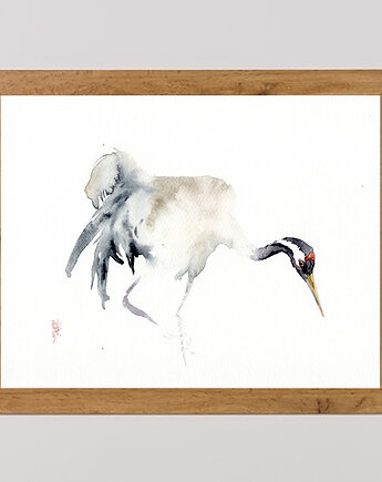 Oryginalna akwarela. Żuraw, alquadro