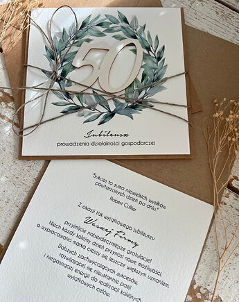 Ręcznie robiona kartka na 50 jubileusz firmy (50-lecie działalności), sorte