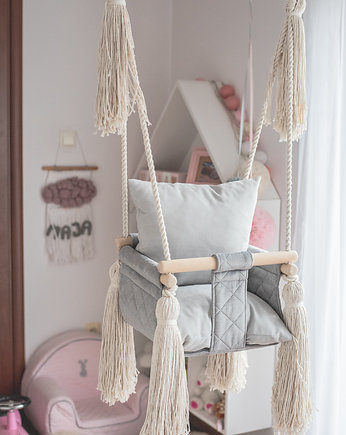 Huśtawka dla dzieci z oparciem Baby Grey, OhSwing