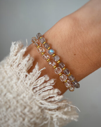 Zestaw Dwóch Bransoletek z Labradorytu i kryształu górskiego, Bring Biżuteria