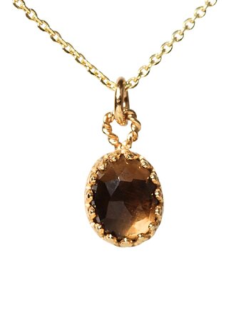 Minimalistyczny złoty naszyjnik z kwarcem dymnym w stylu Vintage, Blooming Stones
