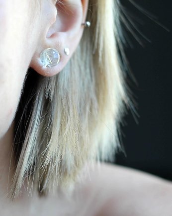 Kolczyki sztyfty z naturalnymi kwiatami w żywicy (dmuchawiec), Bioevgenika Jewelry