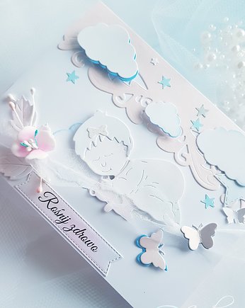 Kartka na Chrzest w różu , pamiątka dla  dziecka, Card Design World