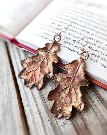 Liście dębu XIV kolczyki miedziane, Treemasters Copper Jewelry