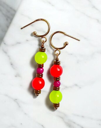 Kolczyki : FLUO summer collection ::  asymetryczne, kaktusia
