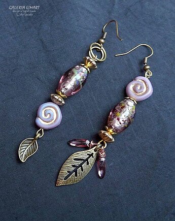 Kolczyki asymetryczne ze szkła weneckiego i mosiądzu PREZENT oryginalny, Galeria Limart