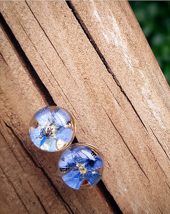 Kolczyki sztyfty z niezapominajkami, Figa handmade accessories
