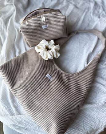 Zestaw Torebka & Kosmetyczka & Scrunchie Sand, Laveni