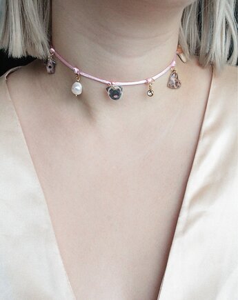 Różowy choker DOGGY, Flores Jewellery