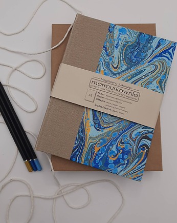 Notes w linię A5 Ręcznie wykonany, 200 stron, marmurkownia